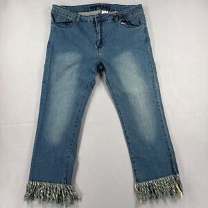 VIP Jeans Womens Plus Size 19/20 Boyfriend Fringe Hem Medium Wash Denim Blue